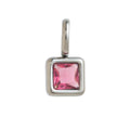 Lotus Birthstone Cube Necklace - July Pendant - Silver [G3TW3J0P]