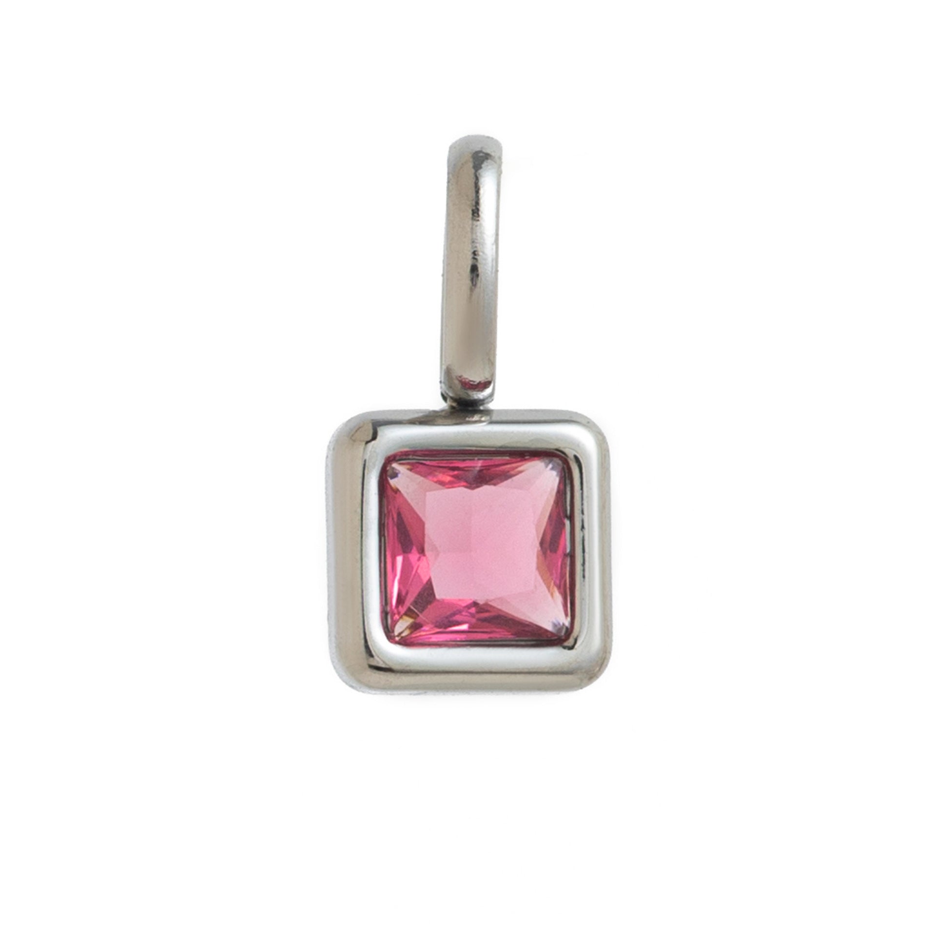 Lotus Birthstone Cube Necklace - July Pendant - Silver [G3TW3J0P]