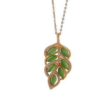 Jade Leaf Pendant Necklace