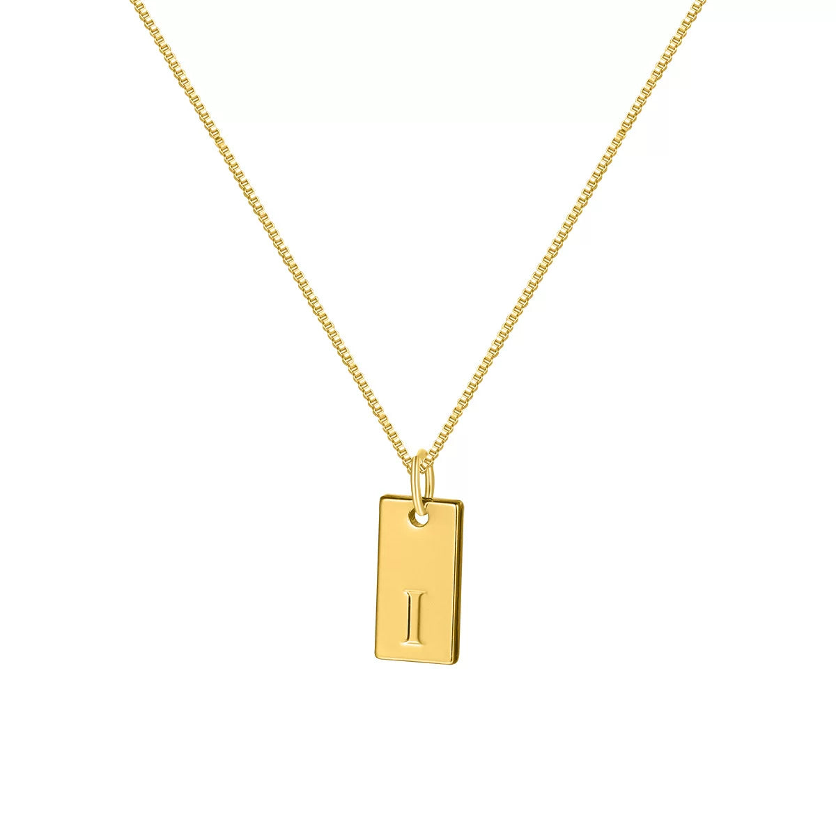 Initial Pendant Box Chain Necklace - Style I [4U3HDE2J]