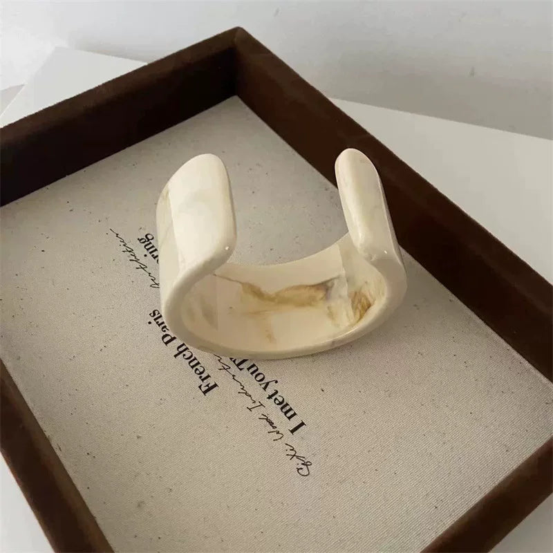 Geometric Resin Bangle Bracelet - Beige (Open) [B709BJGZ]