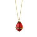 Enameled Egg Pendant Necklace - Red Egg (Bird Inside) [89Q3MX8K]
