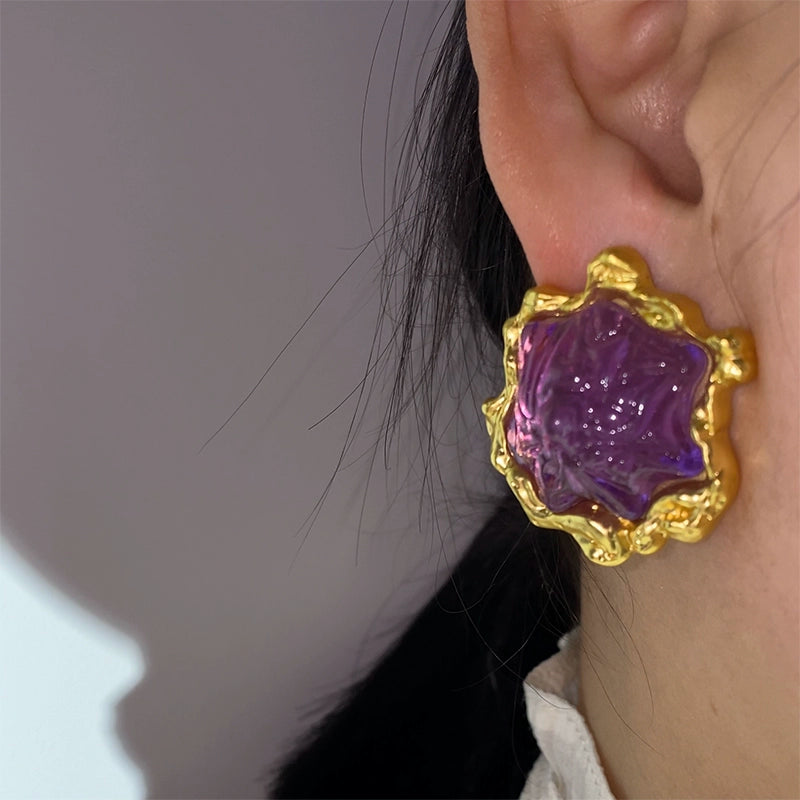 Lyndon Statement Drop Earrings - Purple Earring [MNDUO7RC]
