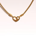 Dainty Floral Pendant Necklace - Polished Gold Heart [BUQUHL6T]