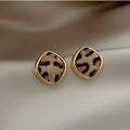 Leopard Print Stud Earrings - Geometric Leopard Print Stud Earrings [LVDAUEO1]
