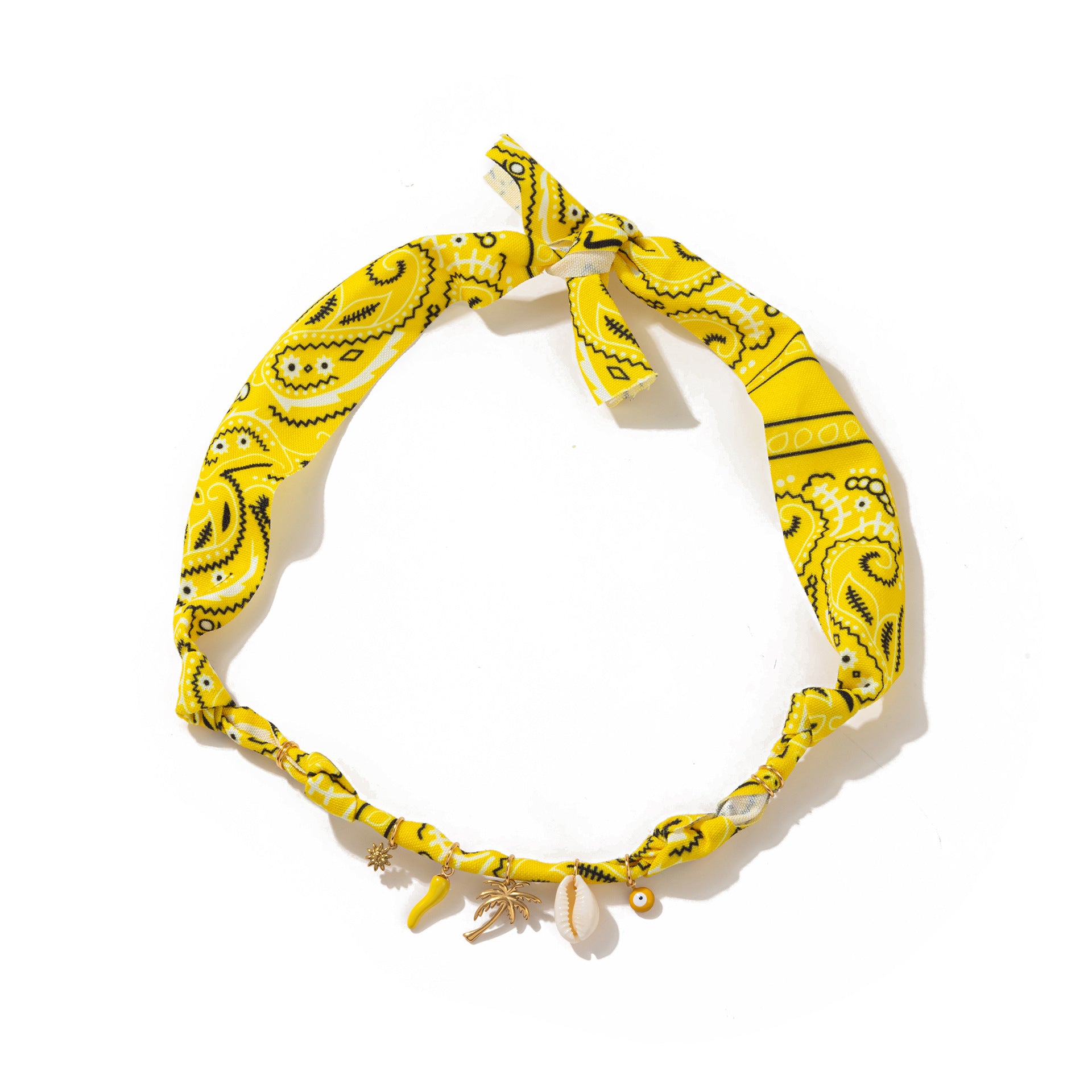 Charm Pendant Cord Necklace - Yellow Palm Tree Necklace [1EK5IKYC]