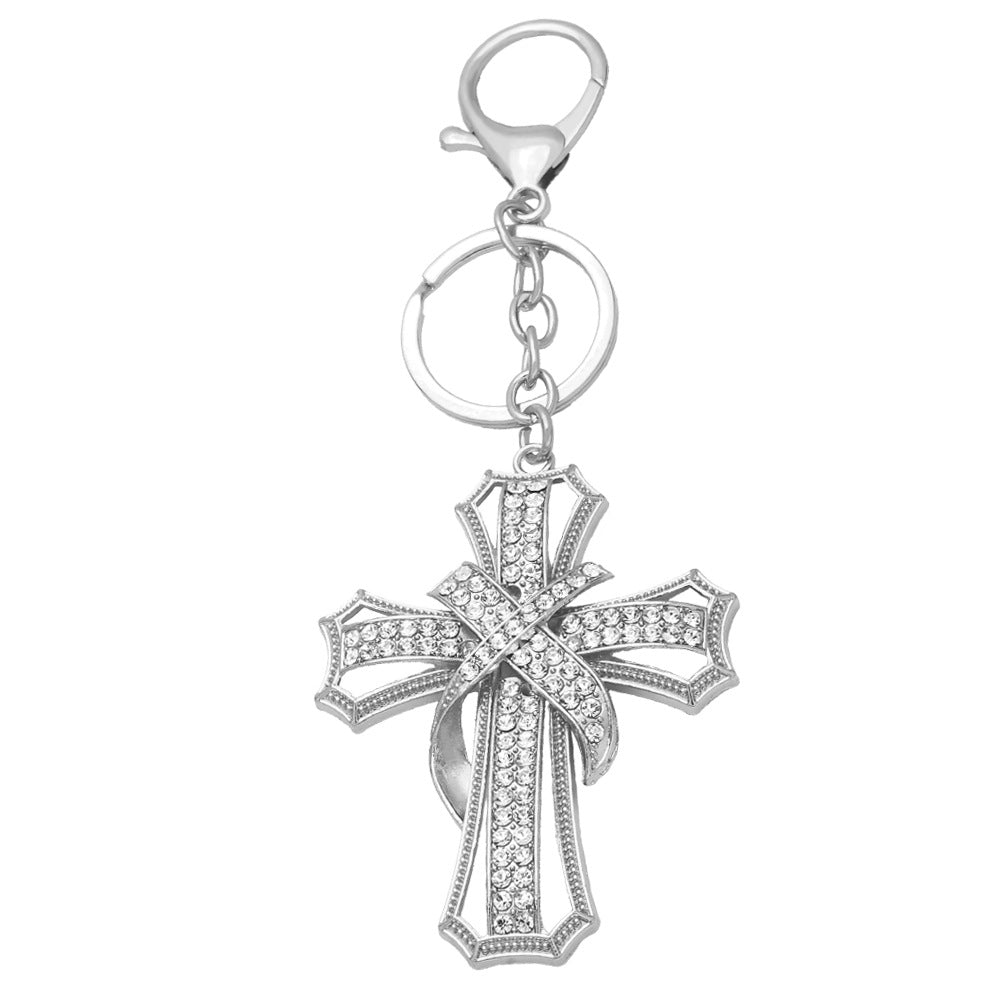 Lucca Pave Cross Keychain - Silver [95EQHRKU]