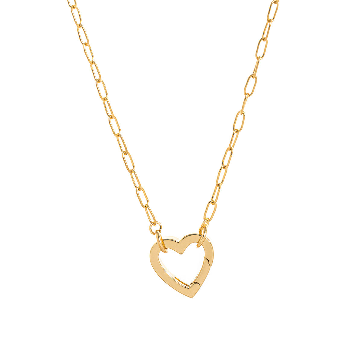 Geometric Charm Chain Necklace - Heart Pendant Necklace [QVBAT12N]