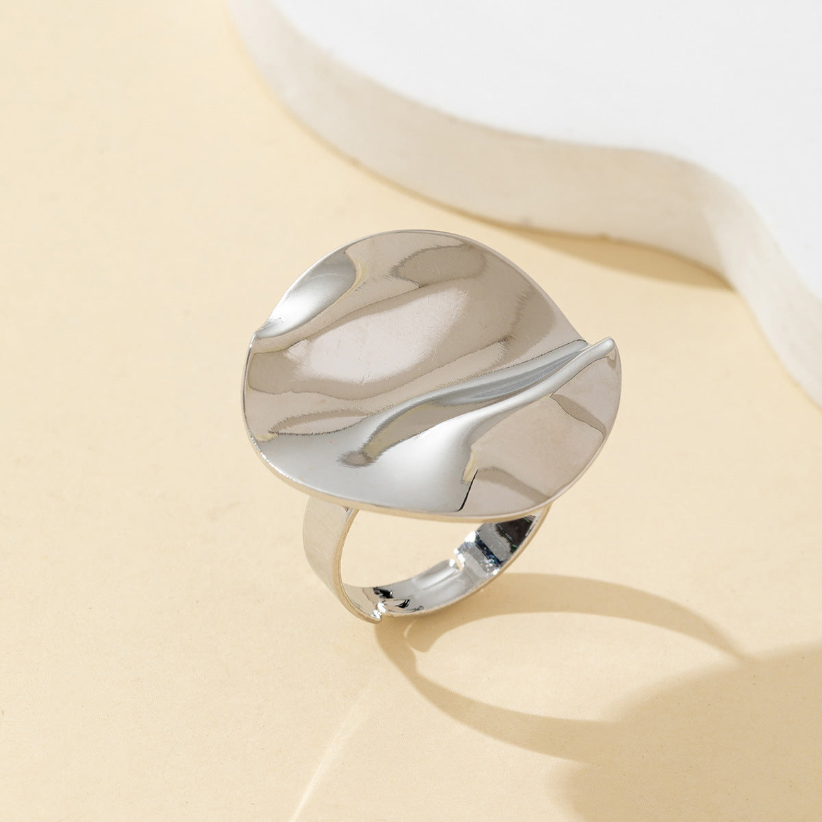 Jaelani Asymmetrical Geometric Ring - Silver [EESKKN1L]