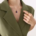 Izzabella Natural Stone Pendant Necklace - Gold Purple Natural Stone [SO2OBBGQ]