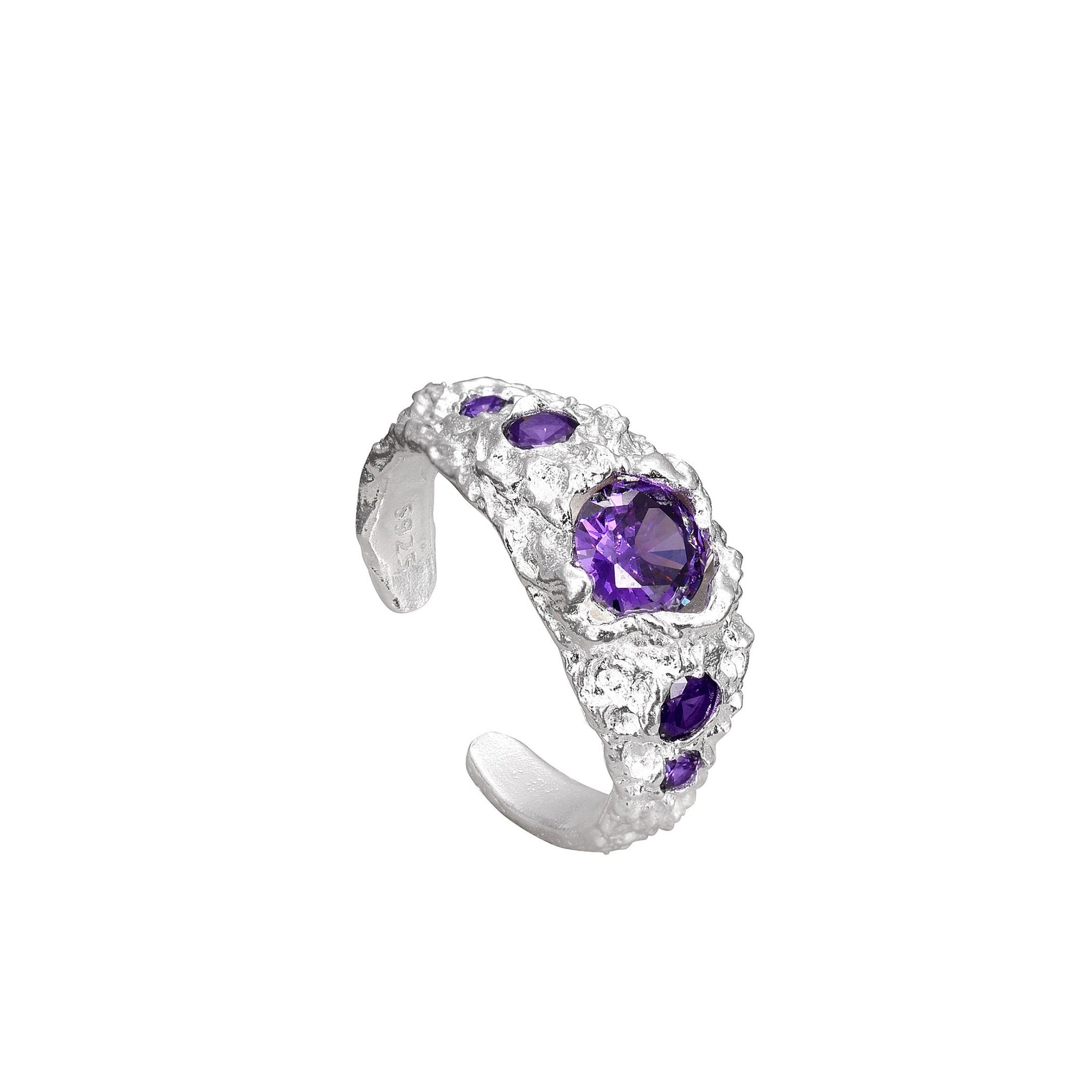 Rielle Amethyst Halo Sterling Silver Ring