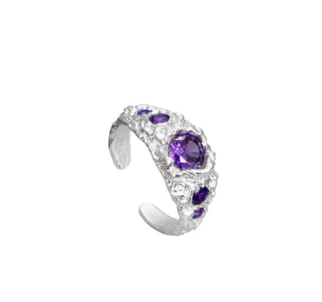 Rielle Amethyst Halo Sterling Silver Ring