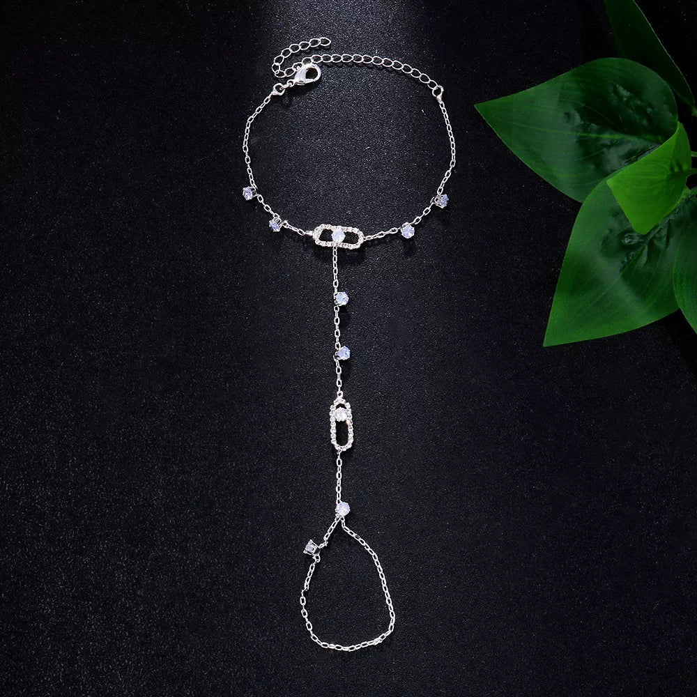 Interlocking Geometric Chain Link Bracelet - Silver [12TR17V2]