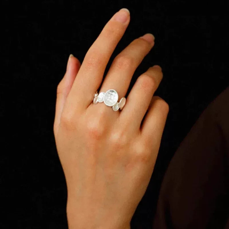 Irregular Disc Bracelet and Ring Set - Silver Ring [TVZXQ8TE]