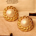 Pearl Woven Clip-On Earrings - Stud Earrings (In Stock) [1L28P3BD]