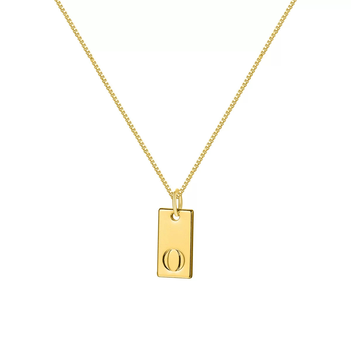 Initial Pendant Box Chain Necklace - Style O [DELNWIZY]