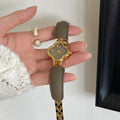 Bostyn Clover Leather Watch - Coffee Strap, Gold Frame & Dial [6BVQORX4]