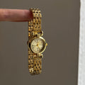 Vintage Square Gold Watch - Gold Band Gold Face (barsh160) [XVX5V2TR]