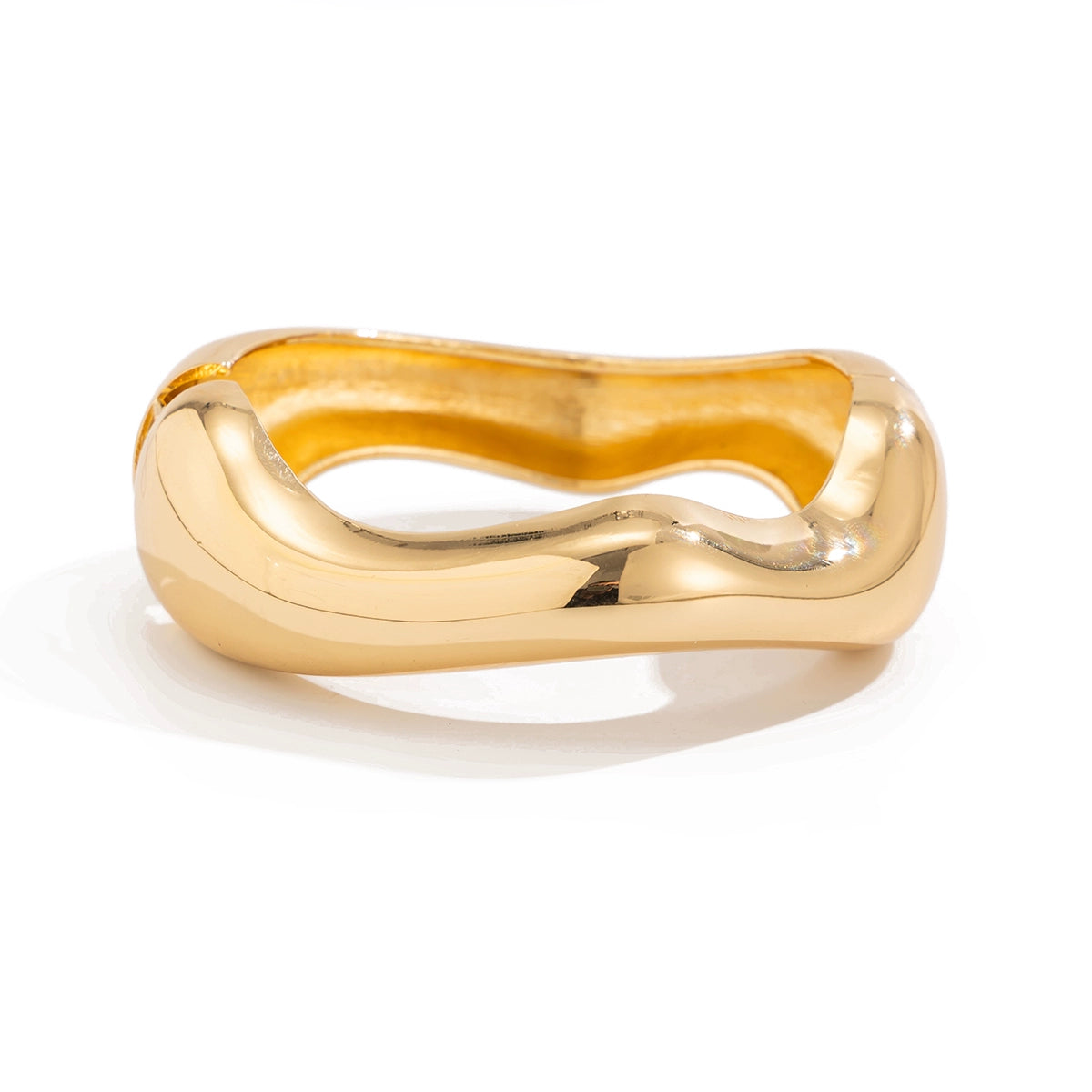 Tyleigh Wave Waterdrop Bangle - Irregular Wave - Gold