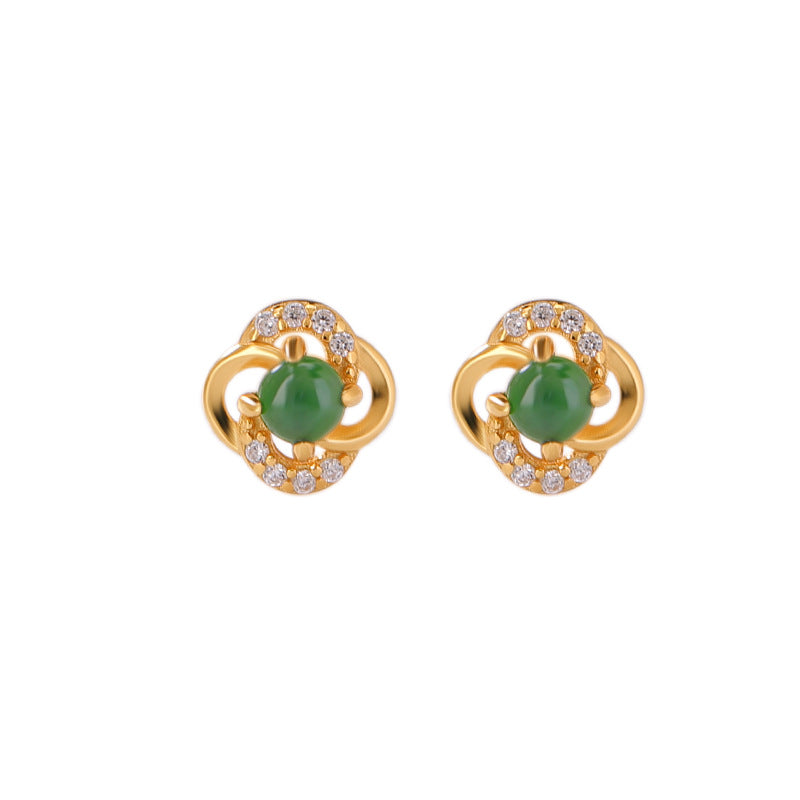 Kaia Jade Halo Stud Earrings