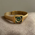 Vintage Square Bracelet Watch - Gold Band Green Face (Arsenal Band) [N25KXKXE]