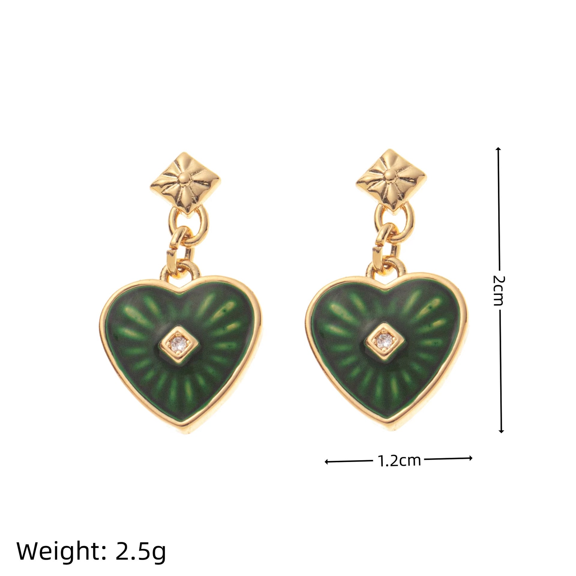Heart Pendant Necklace - Blue Earrings (Gold) [DBEIJ02W]
