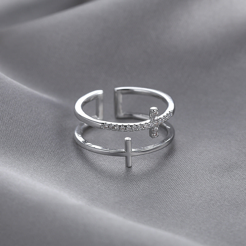 Rafaela Delicate Cross Ring - Silver [3PIIRD2I]