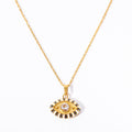 Evil Eye Pendant Necklace - Gold Base - White Zircon [7V0NM37C]