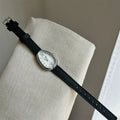 Vintage Snake Head Shaped Watch - Black Strap Silver Case White Dial (Leather Strap) [N0M2GFG2]