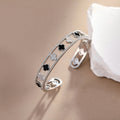 Arianny Sparkling Clover Bracelet - Platinum & Black [QYRLQEAC]