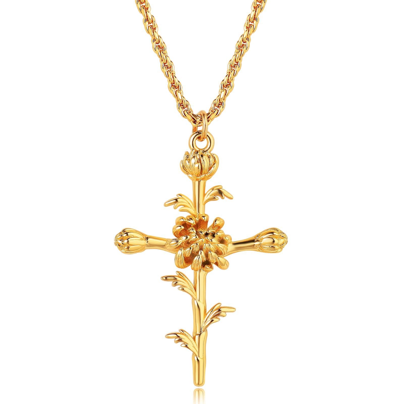 Birth Flower Pendant Necklace - November Chrysanthemum [7RIW5EPU]