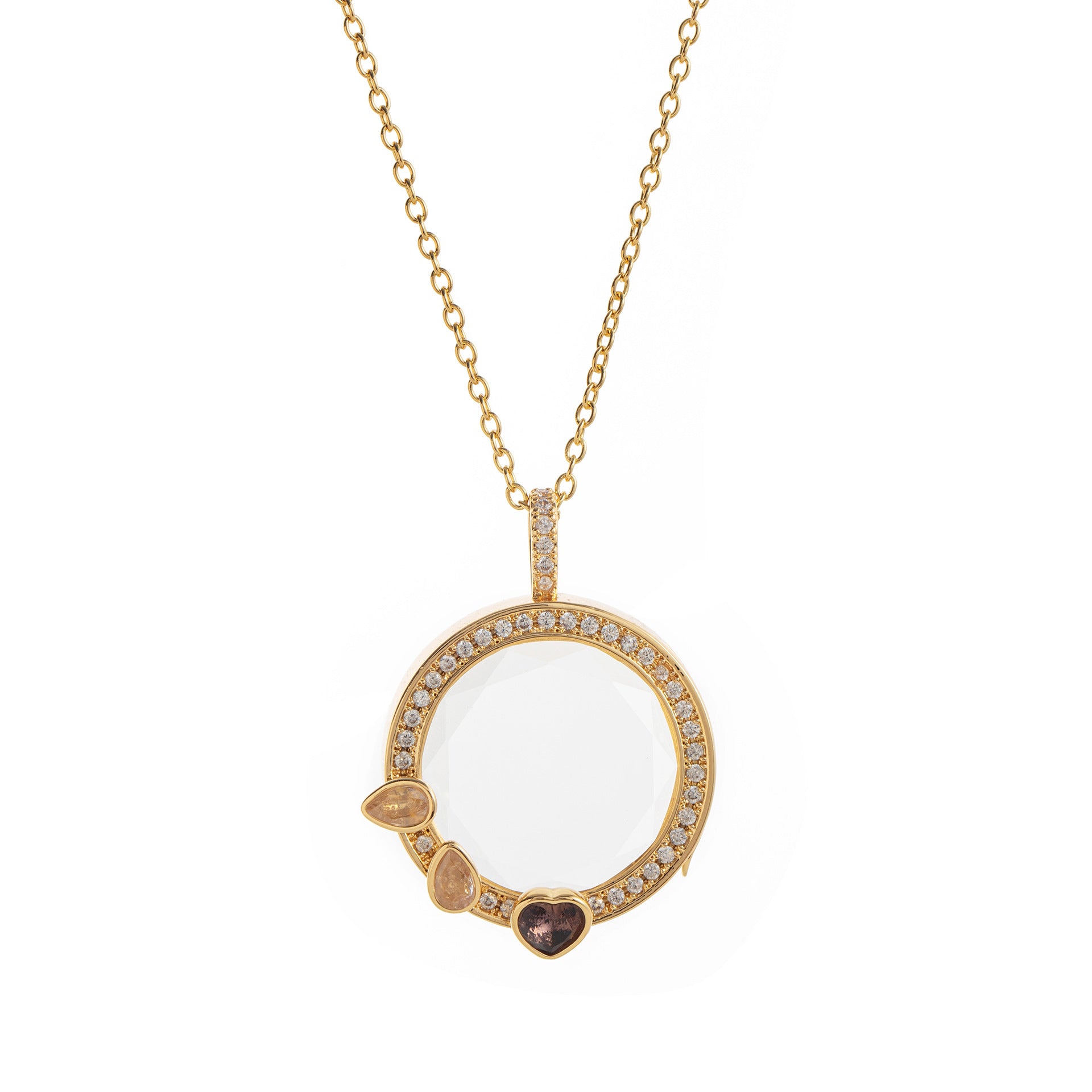Floating Charm Locket Necklace - Glass Locket Necklace Style C [8I65J3BN]
