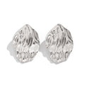 Mahi Wavy Metal Stud Earrings - Silver