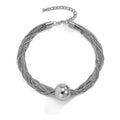 Layered Bead Chain Necklace - Silver Large Bead [AH5PTT1V]