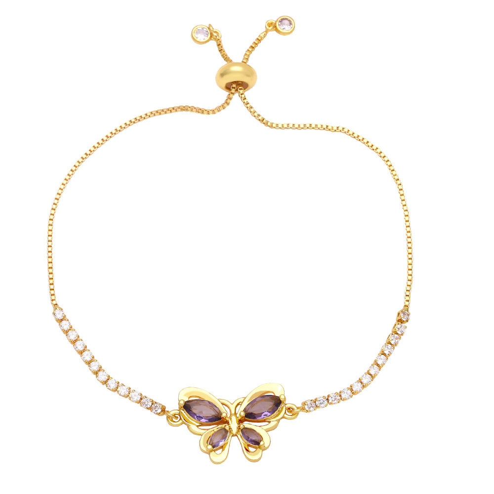 Jamira Zircon Butterfly Bracelet - Purple [P31KQ7EU]