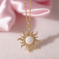 Aariyah Opal Zirconia Pendant Necklace - White Opal Necklace (Gold) [SET83Z34]