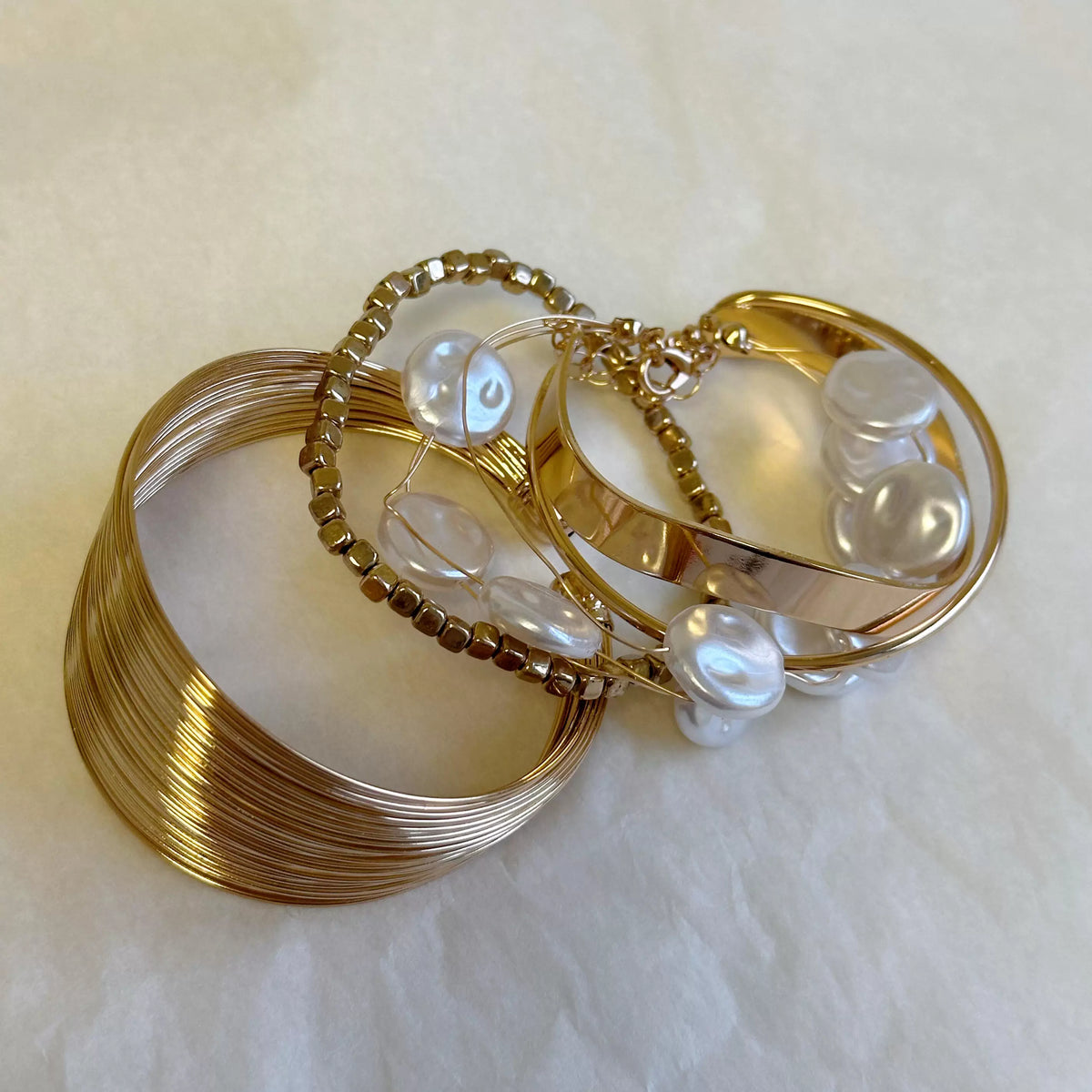 Baroque Pearl and Crystal Bracelet Set - Baroque Pearl Bracelet Set [YAWCV1LC]
