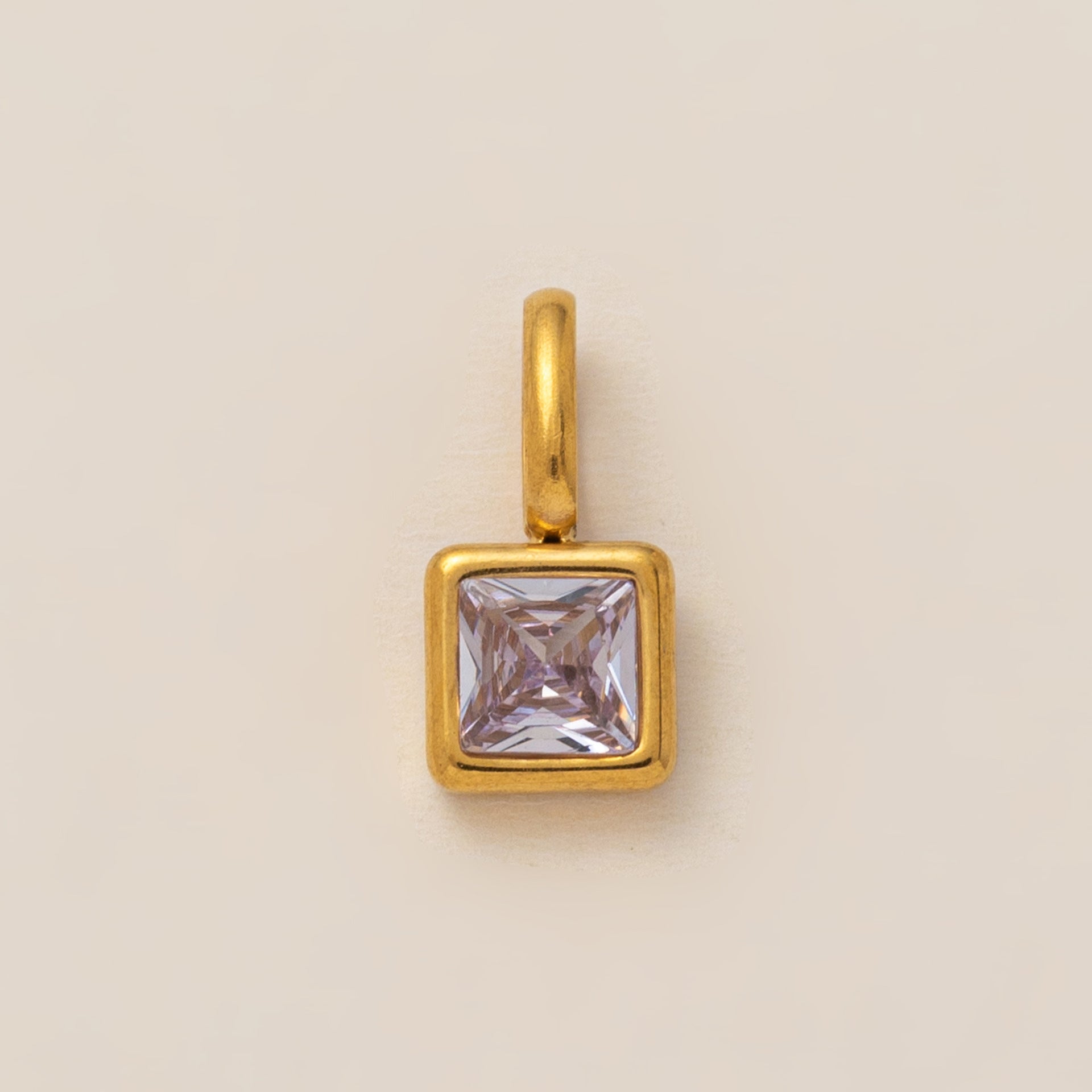 Lotus Birthstone Cube Necklace - June Pendant - Gold [ONF6ABKL]