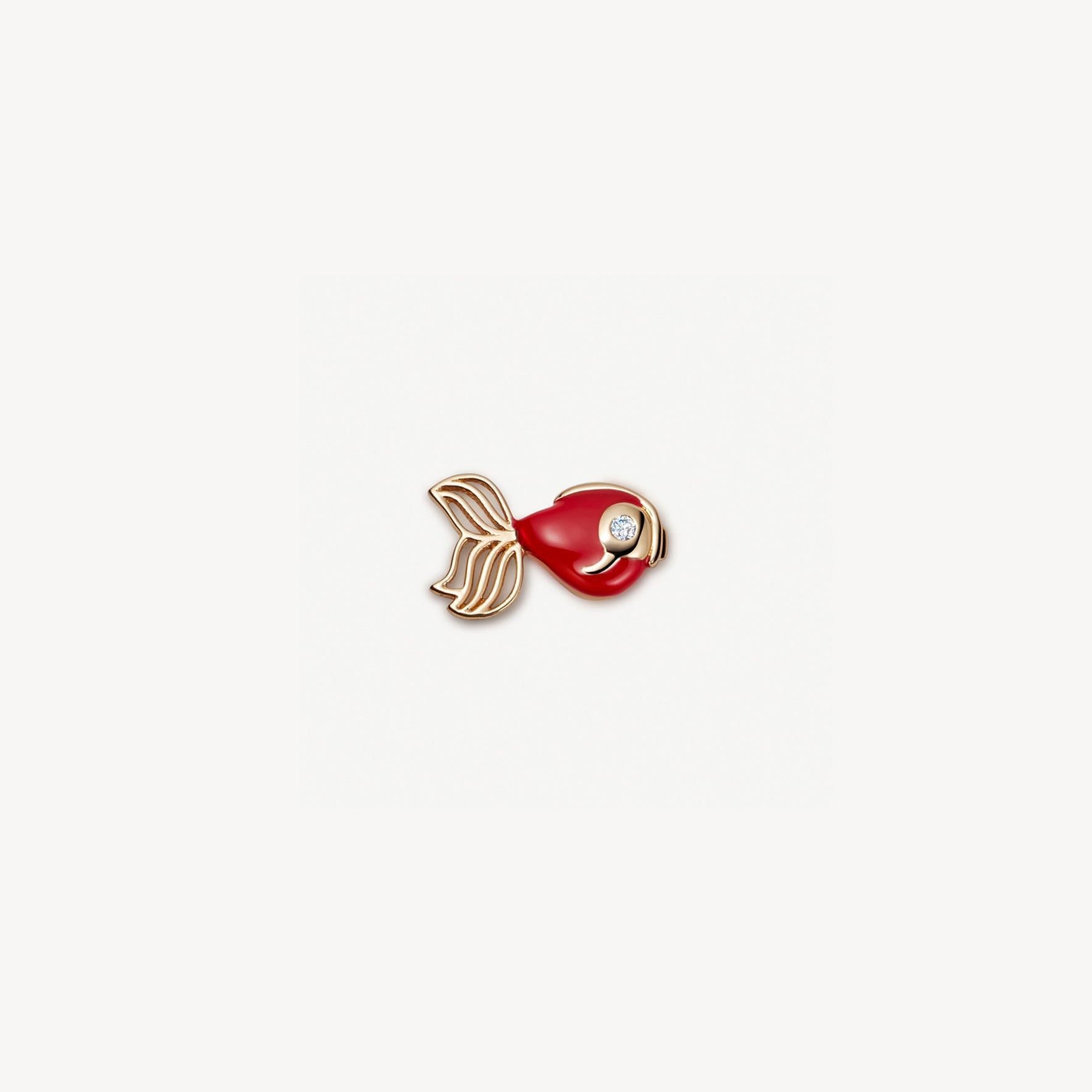 Floating Charm Locket Necklace - Goldfish Charm [RBJPABC9]