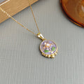 Zarah Monet Garden Necklace - Round Bead Purple Rose Necklace [GHJH6NH4]