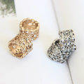Stacked Amber Resin Ring - Gold & Silver Rhinestone Cutout Knuckle Rings (Set of 2) [H042PF9Y]