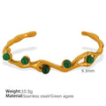 Varnika Bold Stone Cuff - Green Agate Gold Bracelet [9QSBXA8N]