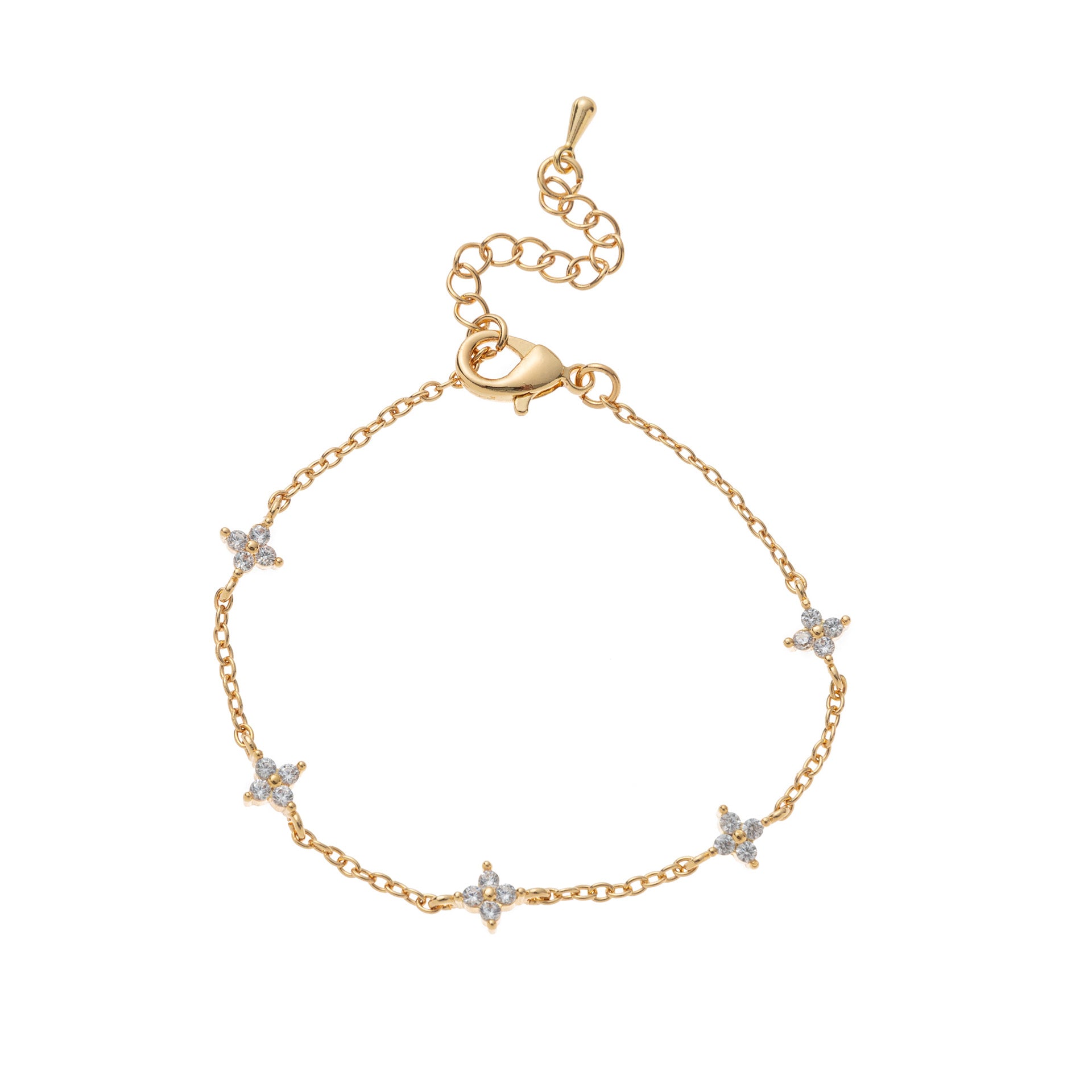 Angelique Dainty Butterfly Zircon Jewelry - Gold Five Flower Bracelet [QY5HZ8N0]