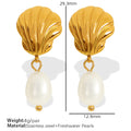 Emmarie Gold Pearl Drop Earrings - Gold Pearl (Design 5) [DMVVRL5D]