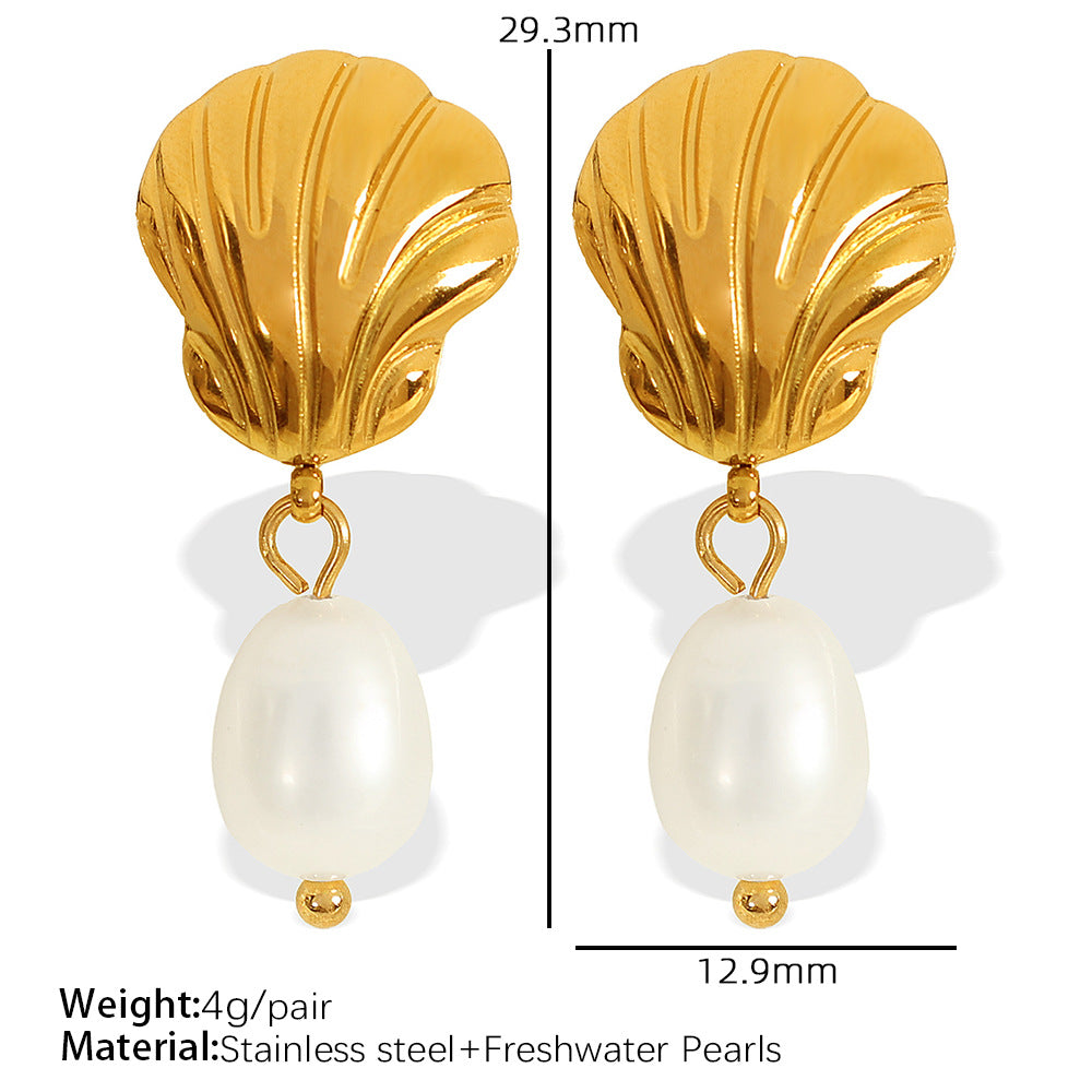 Emmarie Gold Pearl Drop Earrings - Gold Pearl (Design 5) [DMVVRL5D]