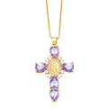 Ianna Madonna Cross Necklace - Purple [KZ8PWJ5G]