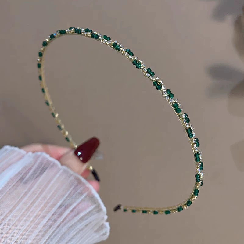 Thin Green Crystal Headband - Green Thin Headband [VGDOYT0J]