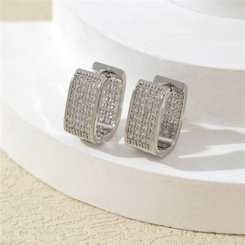 Emmelia Glimmer Geometric Studs - Silver [FV9XFARU]