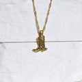 Lucky Horseshoe Pendant Necklace - Retro Gold Cowboy Boots [111NXNH1]