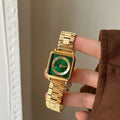 Vintage Square Bracelet Watch - Gold Band Green Face (Steel Band) [O8S3B4ZG]